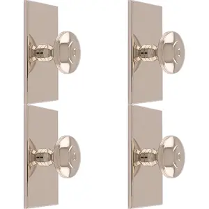 4 PACK - 32mm Round Cabinet Door Knob & 76x40mm Matching Backplate Polished Nickel Handle