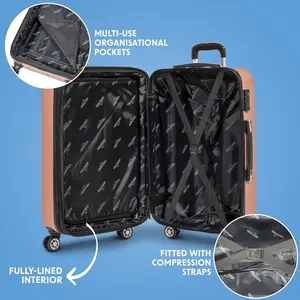 Sealey Dellonda 3-Piece Lightweight ABS Luggage Set with Integrated TSA Approved Combination Lock - Rose Gold - DL125 DL125