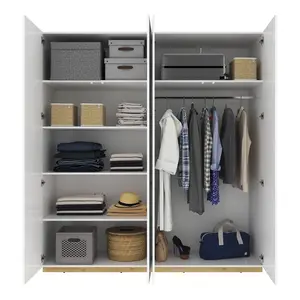 Neat Futura Hinged Door Wardrobe with Hanging Rail in White Gloss & Oak Riviera W200cm x H216cm x D60cm - Ideal for Smaller Rooms