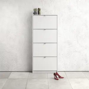 Shoes Shoe cabinet  w. 4 tilting doors and 1 layer White