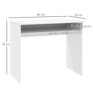 HOMCOM Computer Desk Writing Table Study Workstation Storage High Gloss White