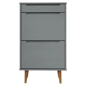 Berkfield Shoe Cabinet MOLDE Grey 59,5x35x103 cm Solid Wood Pine