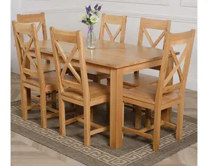 Oslo 150 x 90 cm Medium Oak Dining Table and 6 Chairs Dining Set with Berkeley Chairs