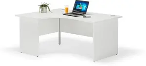 White Curved Executive Panel Leg Office Desk | Left Hand 1800mm Wide Curved Desk White