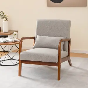 Costway Modern Accent Chair Leisure Chair Upholstered Reading Armchair w/ Lumbar Pillow