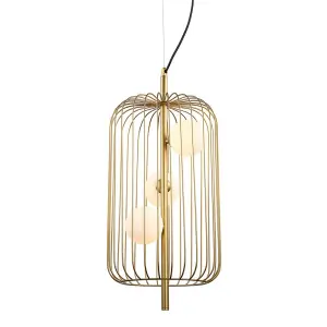 Luminosa Modern Hanging Pendant Golden 3 Light  with Gold, White Shade, G9