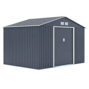 10 x 8 Double Door Metal Apex Shed (Dark Grey)