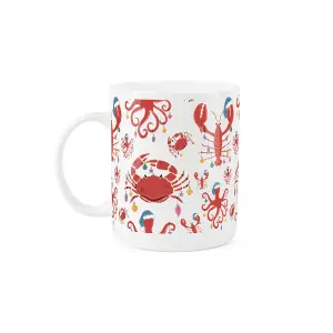 Purely Home Christmas Gift Mug - Festive Sea Creatures Present - Tea/Coffee China Mug