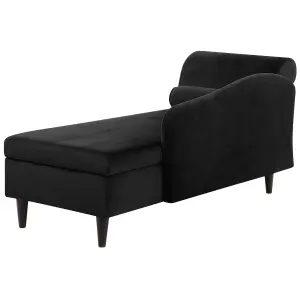 Left Hand Velvet Chaise Lounge Black LUIRO