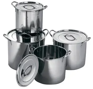 Interiors by Premier 4 Pc Stainless Steel Stockpot Set, Stainless Steel Stock Pot With Twin Handles, Pots with Lid for Cooking