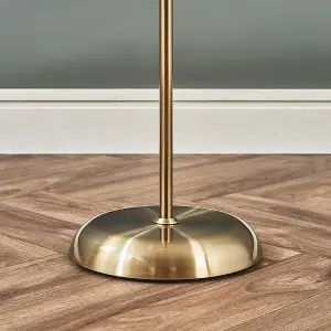 ValueLights Mozz Modern Antique Brass 2 Way Parent & Child Uplighter and Spotlight Design Floor Lamp with 2 x LED Bulbs