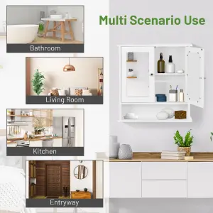 Costway Wall Mounted Bathroom Mirror Cabinet Wooden Storage Cupboard Medicine Organizer