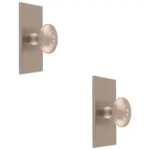 2 PACK - 32mm Round Cabinet Door Knob & 76x40mm Matching Backplate - Satin Nickel Handle