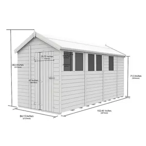 DIY Sheds 7x13 Apex Shed - Single Door With Windows