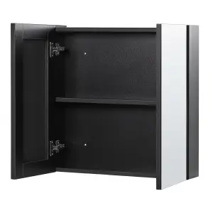 Bathroom Wall Mounted Mirror Cabinet 60 x 60 cm Black NAVARRA