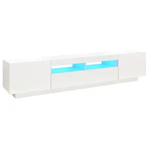 Berkfield TV Cabinet with LED Lights White 200x35x40 cm