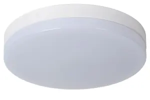 Lucide Biskit Modern Flush ceiling light Bathroom 40cm - LED - 1x36W 2700K - IP44 - White