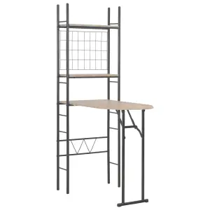 Berkfield 3 Piece Folding Dining Set with Storage Rack MDF and Steel