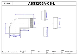 McAlpine Chrome Plated Elongated Brass to ABS 90 Degree Conversion Elbow 32mm   ABS32/35A-CB -L