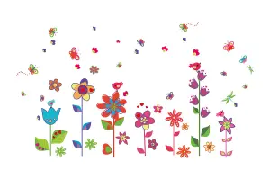 Colorful Flowers Butterflies Decal Wall Stickers Children Kids Girl Wallpaper Stock Clearance