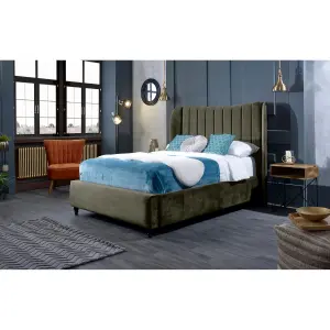 Carli Plush Velvet Grey Bed Frame