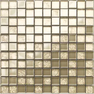 Glass mosaic on mesh for bathroom or kitchen 300mm x 300mm - Golden sunshine