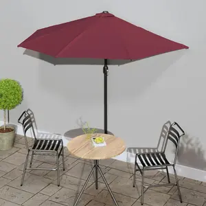 Berkfield Balcony Parasol with Aluminium Pole Bordeaux Red 270x135x245 cm Half