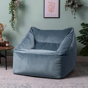 icon Natalia Velvet Armchair Bean Bag Mineral Blue Giant Bean Bag Chair