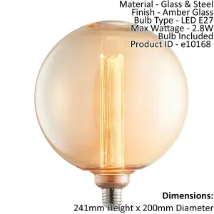 LED Filament Lamp Bulb Amber Glass 2.8W LED E27 Warm White Globe Bulb