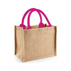 Westford Mill Jute Mini Gift Bag (6 Litres) (Pack Of 2) Natural/Fuchsia (One Size)