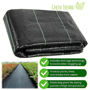 Heavy Duty Weed Control Membrane 2m x 5m - Foldable Barrier Fabric 100gsm for Garden Protection, Landscaping & Pest Prevention