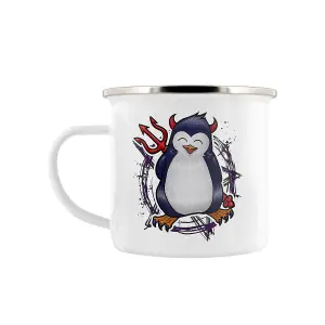 Psycho Penguin Cute But Devilish Enamelled Mug White (One Size)