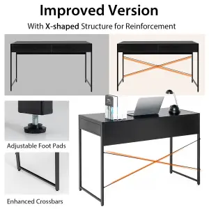 Costway Computer Desk Wooden PC Laptop Table Writing Workstation with 2 Drawers