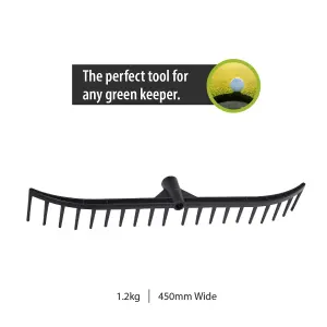 Pegdev - PDL - 20 Tooth Black Polypropylene Bunker Rake Head - Leaf, Lawn, Soil, Sand Garden Tool 18 Inch Wide