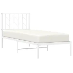 Berkfield Metal Bed Frame without Mattress with Headboard White 75x190cm