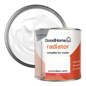 GoodHome Renovation Pure Brilliant White Gloss Multi-room Radiator & appliance paint, 250ml