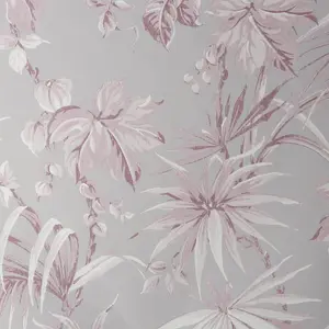 Boutique Tropique Pink Metallic effect Leaf Smooth Wallpaper Sample