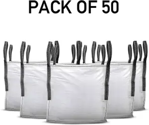 Primes DIY PREMIUM GRADE 1 Ton FIBC Bulk Jumbo Bags, Industrial Woven Material, Storage Sack Lifting Handles-85x85x85cm-50 Pack