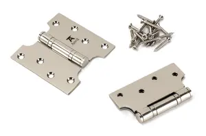 From The Anvil Polished Nickel 4 Inch x 2 Inch x 4 Inch  Parliament Hinge (pair) ss