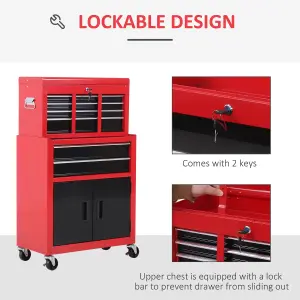 Portable Toolbox Tool Box Top Chest Cabinet Garage Storage Roll Cab Red New