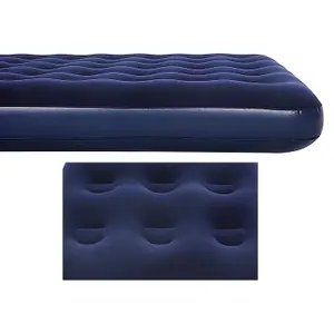 Double Blue Flocked Quick Inflation Air Bed Indoor Outdoor Mattress