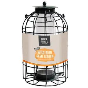 Metal Hanging Seed Feeder With Bird Cage With Squirrel Guard