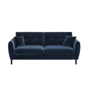 Solace+Co Ellison 3 Seater Velvet Sofa - Navy