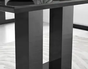 Furniturebox Imperia 4 Modern Black High Gloss Dining Table and 4 Black Velvet Milan Black Leg Chairs