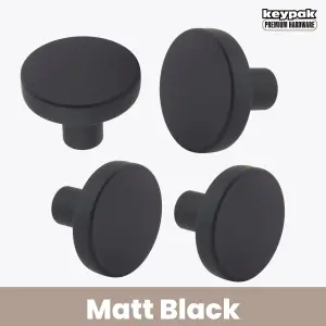 Keypak Cabinet Knob, Pack of 2, Matt Black, Aluminium Precision 30mm Classic Wardrobe Cupboard Drawer Handles