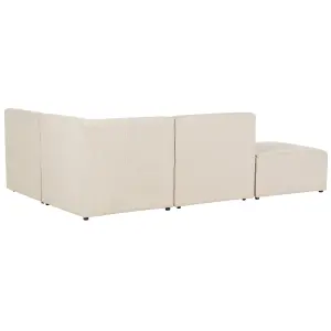 Left Hand 3 Seater Modular Jumbo Cord Corner Sofa with Ottoman Beige LEMVIG