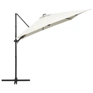 Berkfield Cantilever Umbrella with LED lights and Steel Pole 250x250 cm Sand