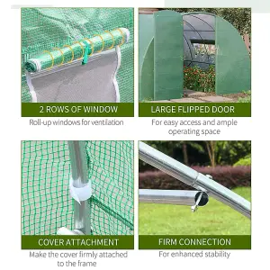 Outsunny 4 x 3M Walk-in Garden Polytunnel Greenhouse Galvanised Steel W/ Door