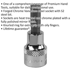 7mm Forged Hex Socket Bit - Premium Chrome Vanadium 3/8" Drive Wrench Tool