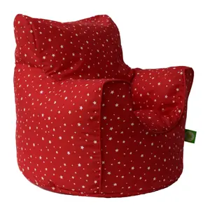 Cotton Red Stars Bean Bag Arm Chair Toddler Size